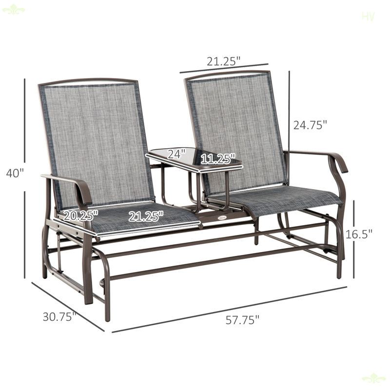 Outdoor Glider Bench With Centre Table