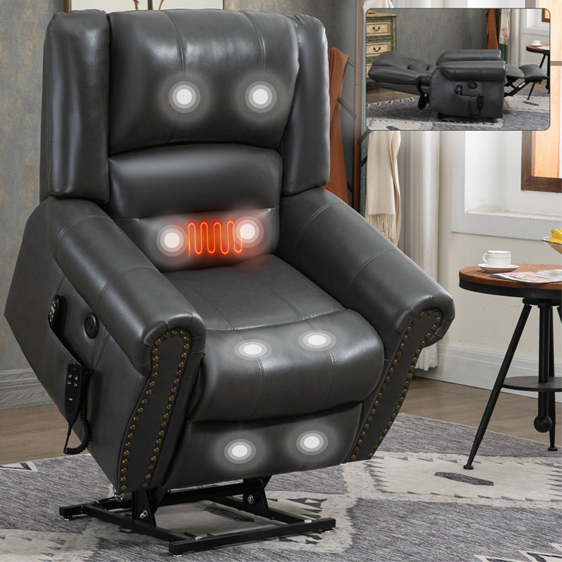 Priamo Recliner, Gray Faux Leather