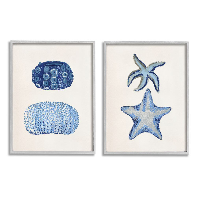 «Minimal Nautical Sea Creatures» par Stellar Design Studio, ensemble de 2 impressions sur bois, H 20 po x l 16 po x 1,5 po