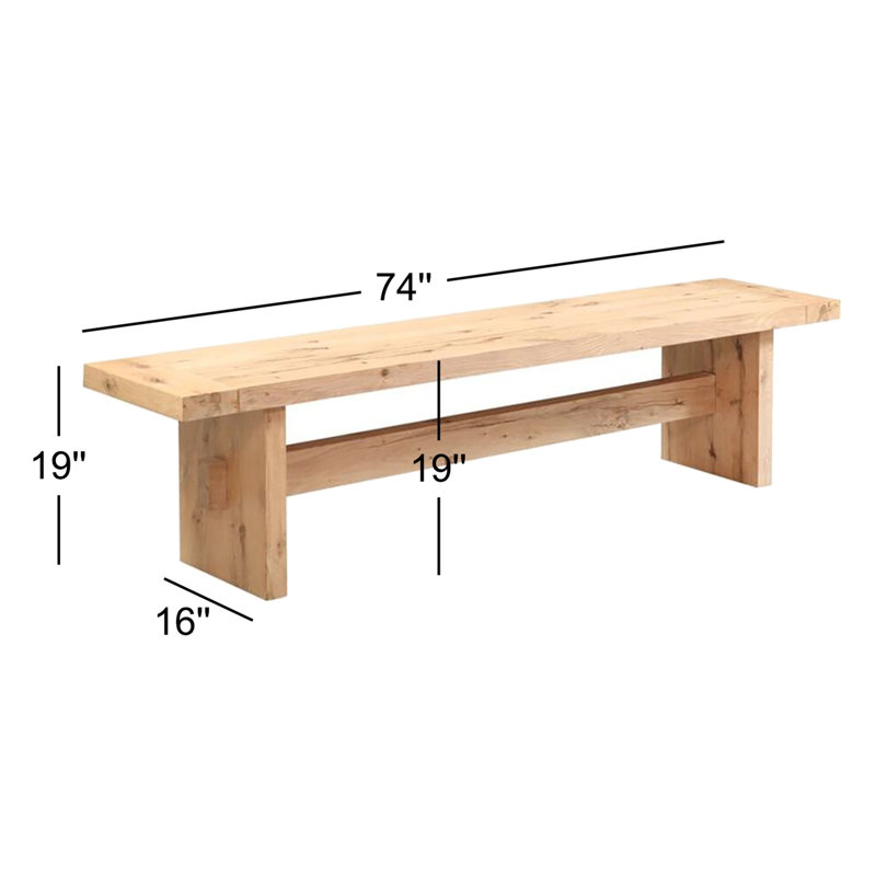 Alpine 74" Bench In Distressed Oak
