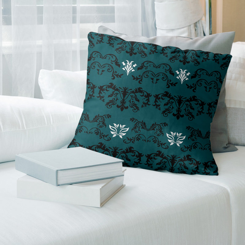 Housse de coussin Philadelphia Football Baroque, 18" x 18", Bleu marine / noir / blanc, Simili daim