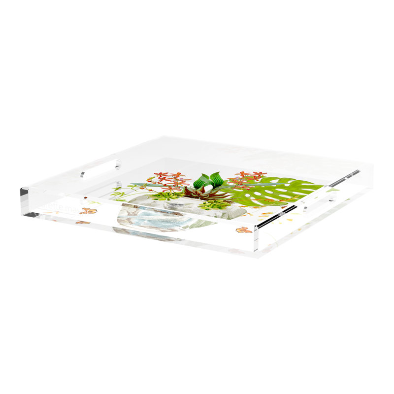 Monkey Large Jungle Acrylic Square Decorative Tray, 18"W x 18"D x 2"H