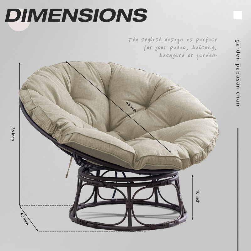 Chaise Papasan toutes saisons avec coussin Eneas, Beige