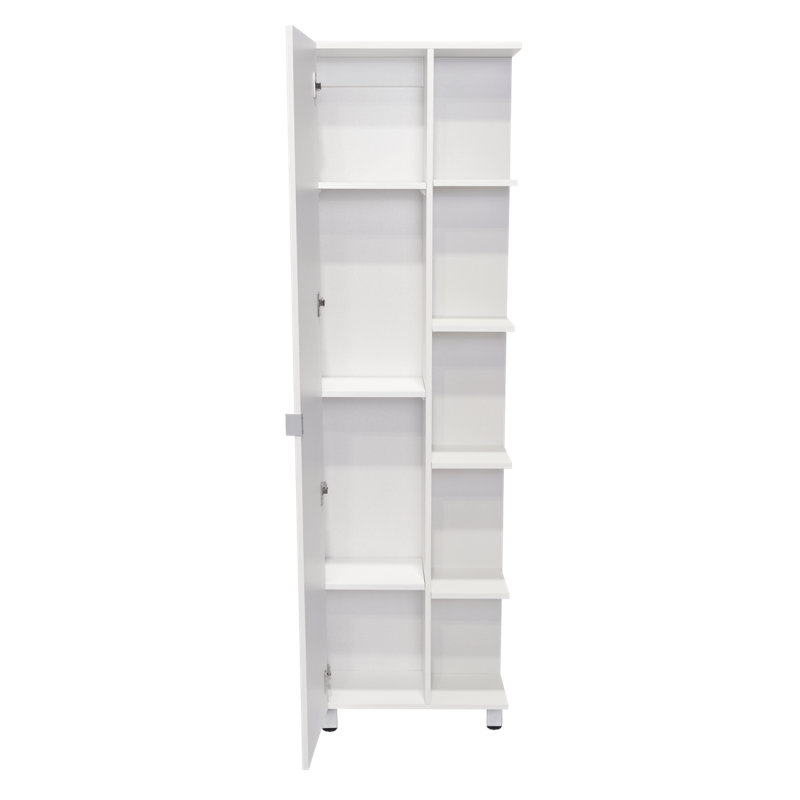 Armoire d'angle moderne, cinq tablettes ouvertes