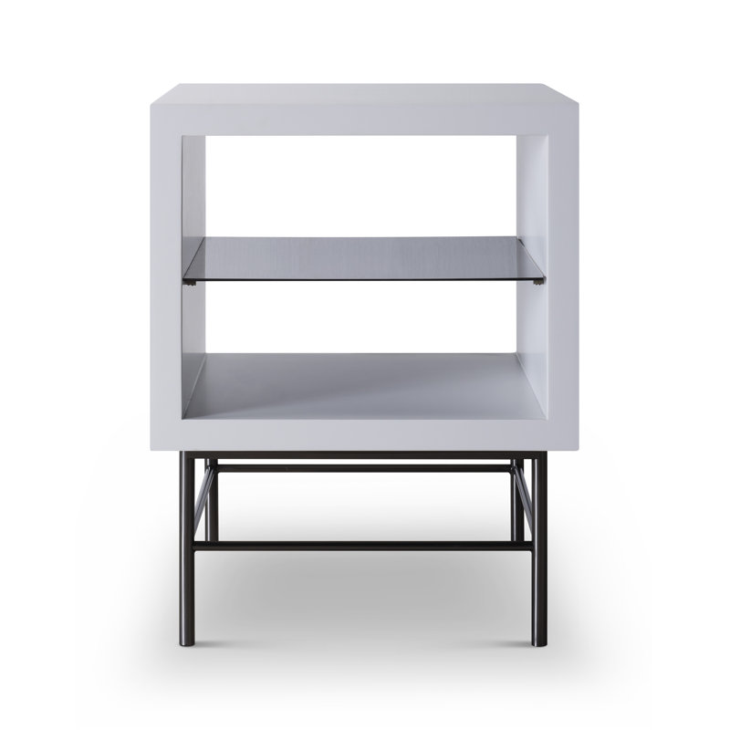 Nicholls End Table, Dark Chrome, White