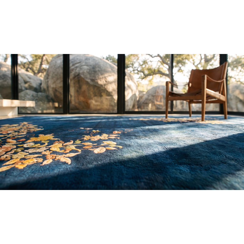 Antique Large Chinese Floral Hand Knotted Pile Rug