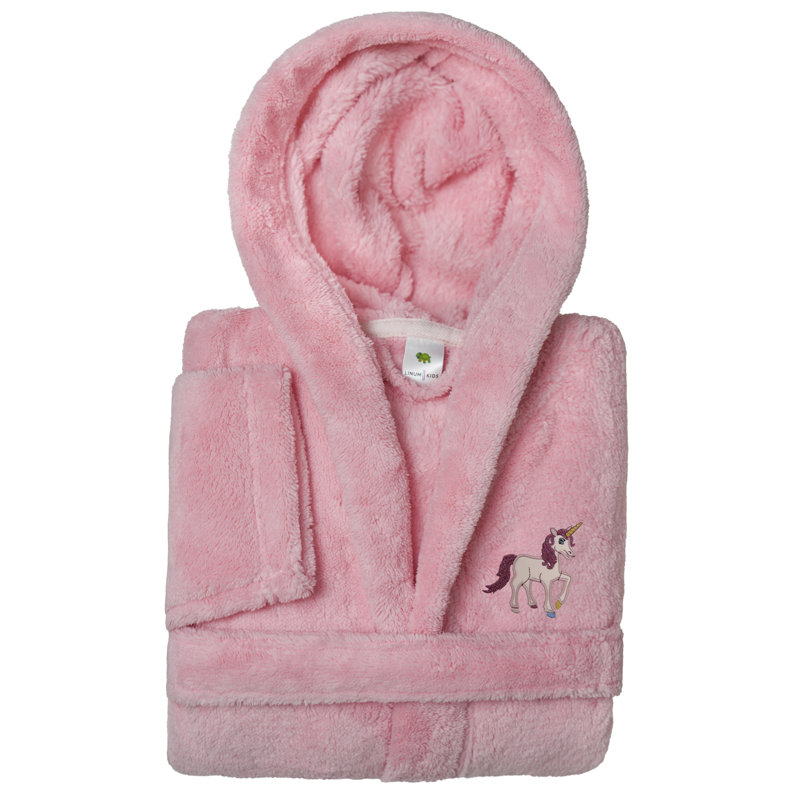 Peignoir à capuche double 100% polyester Linum Kids, S, Pink