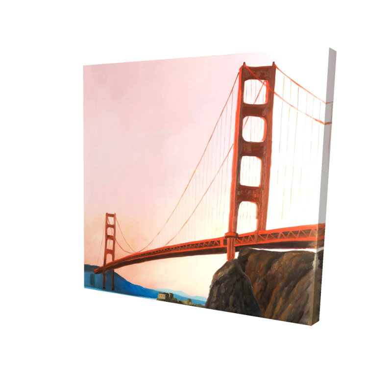 Pink Cities Bedroom Canvas | Sunset on Golden Gate Bridge Decor