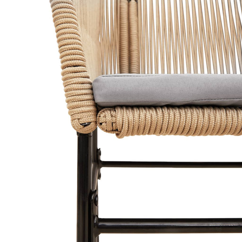 Chaises de patio 2 pièces avec coussins poly rotin, Gris clair, Brun