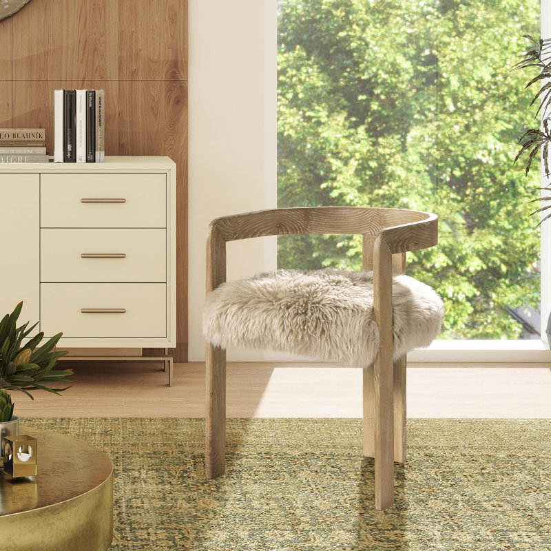 Chaise de salle à manger à dossier bas 21 po Leidy, blond naturel