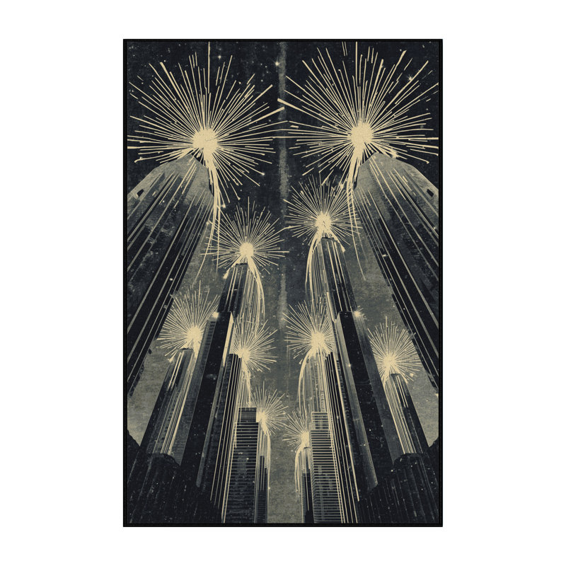 Tapis chic et luxueux lavable à la machine Paizlei Las Vegas Strip - noir, 5 x 8