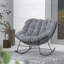 Chaise berçante d'extérieur en métal avec coussins