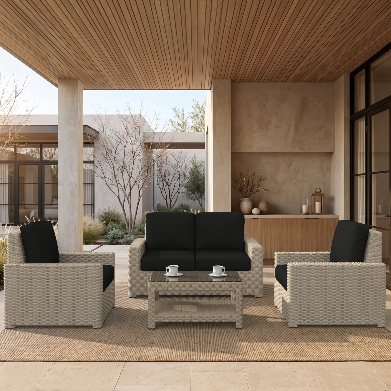 Henri 4-Person Sunbrella® Patio Seating Group, Sunbrella® Canvas Navy