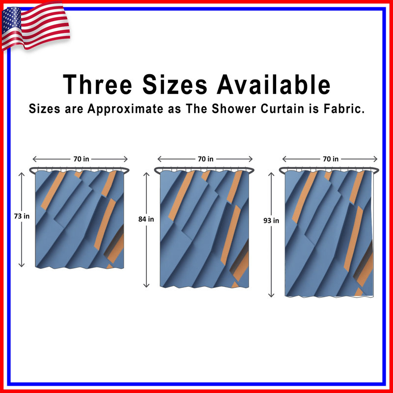 Rideaux de douche à formes géométriques bleues extra longs, L 70 po x H 72 po