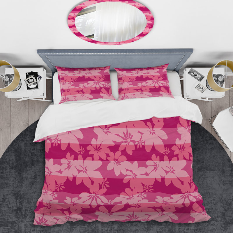 Pink Microfiber 3 Piece Duvet Cover Set, King Duvet Cover + 2 King Shams