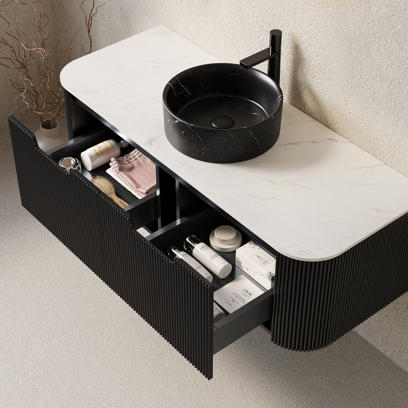 Meuble-lavabo 48 po, Black/Carrara White