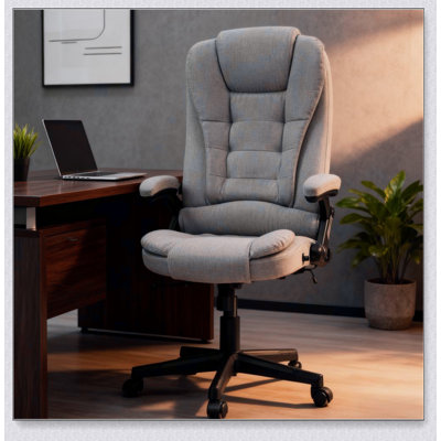Fauteuil de bureau massant à dossier haut inclinable pour la maison et le bureau, soulageant les maux de dos et améliorant le confort.
