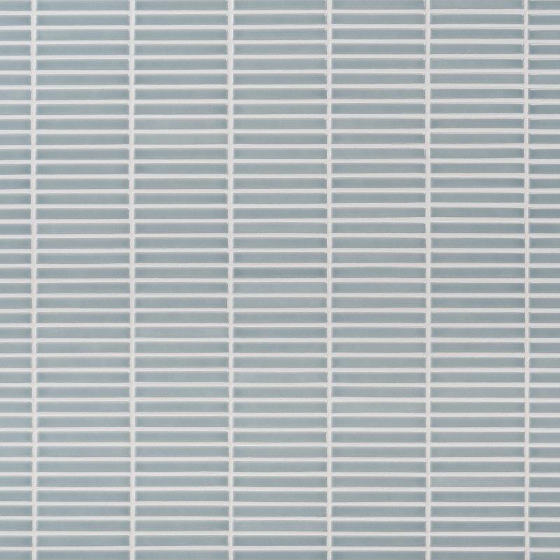 Monogram Stacked 11.19 In. X 11.9 In. Glossy Porcelain Mosaic Floor And Wall Tile (0.92 Sq. Ft. / Each), Sky Blue