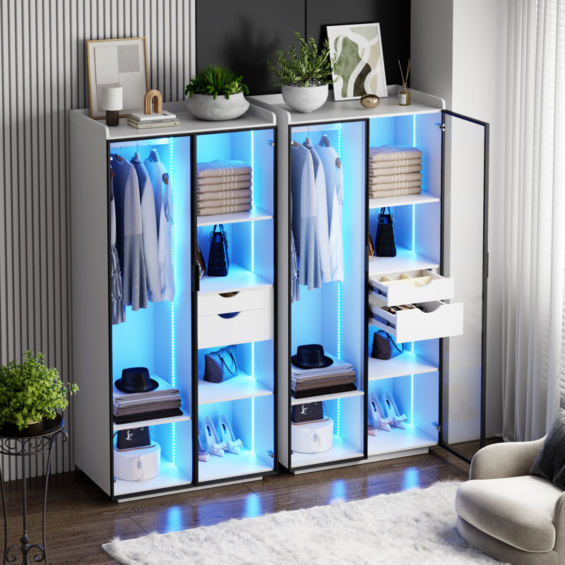 Modern 70" Bedroom Multifunctional Wardrobe, White