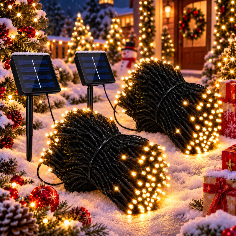 Guirlande lumineuse solaire extérieure de 200 DEL avec 8 modes d'éclairage, étanche, pour jardin, terrasse et décoration de Noël