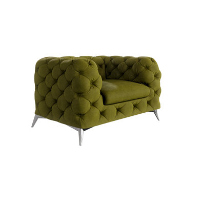 Chesterfield Armchair  with Silver Metal Legs