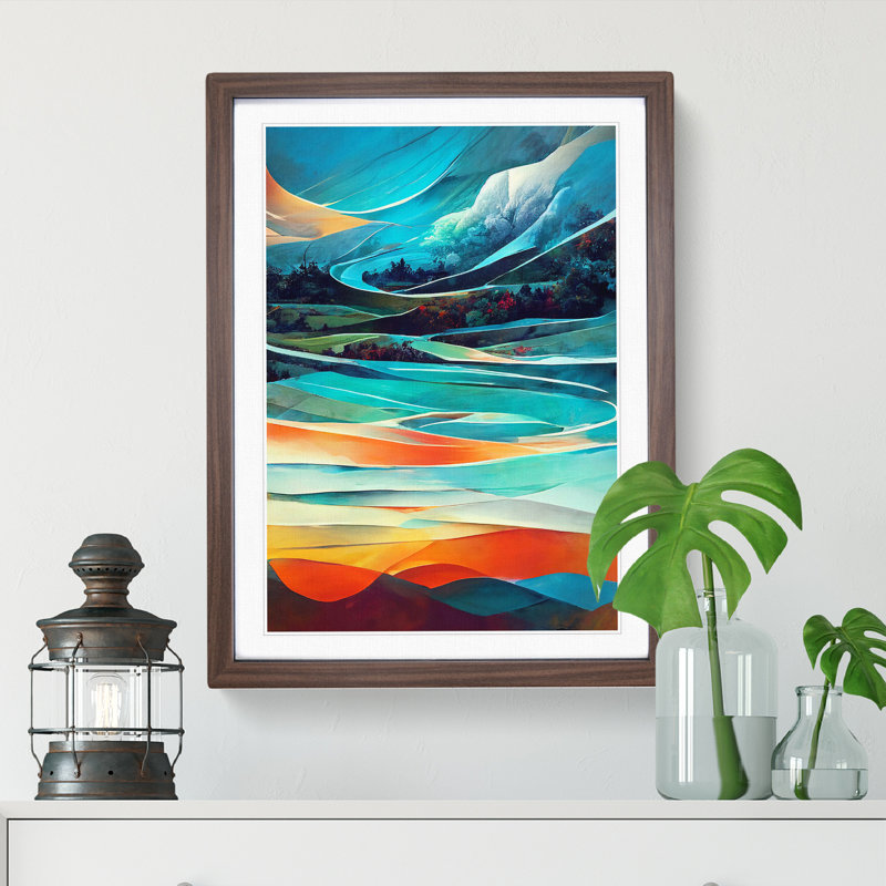 Meadow Landscape Abstract No.3 - Framed Print, 64cm H x 46cm W, Brown