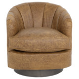 Tipsy Leather Swivel Barrel Chair