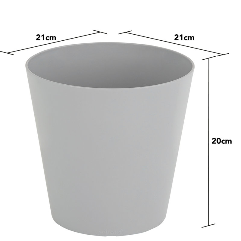Wham Studio Round Planter Cover, Gray, 21cm H x 20cm W x 20cm D
