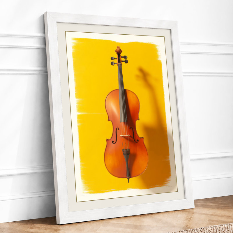 Cello On Gold Modern - Print, A3 - 42.0 x 29.7 cm, White