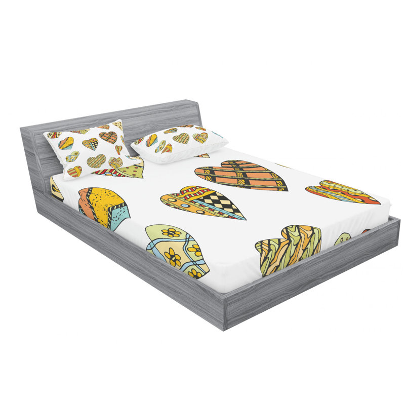 Microfiber Geometric Sheet Set, Queen Sheet Set with Fitted Sheet