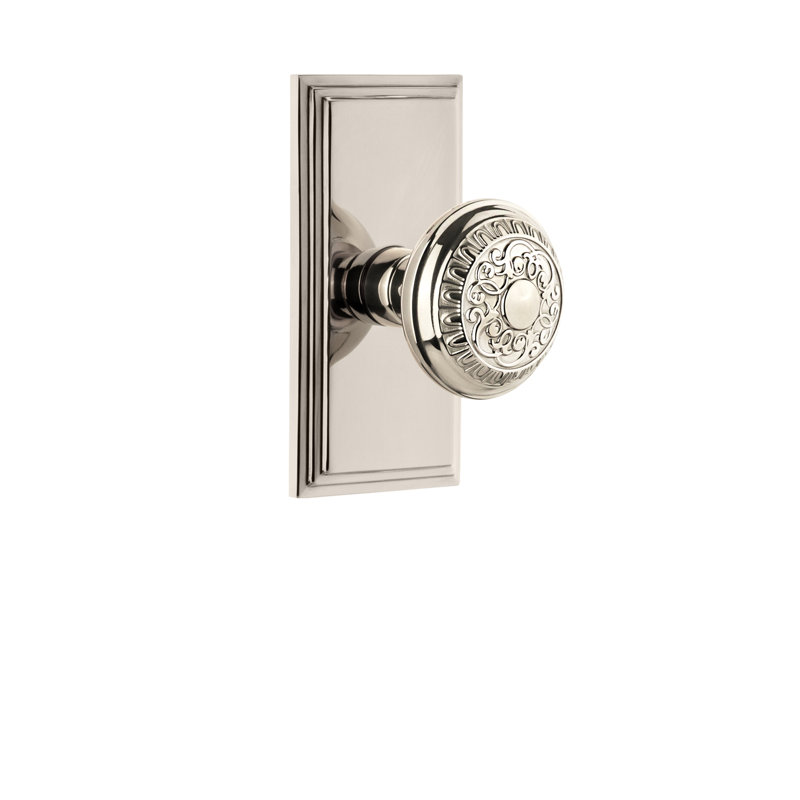 Grandeur Carré Plate Passage with Windsor Door Knob, Polished Nickel, 2 3/4"