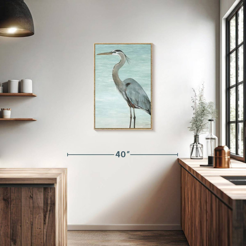 Grand héron, Floating Frame Natural Wood, 21 po x 31 po