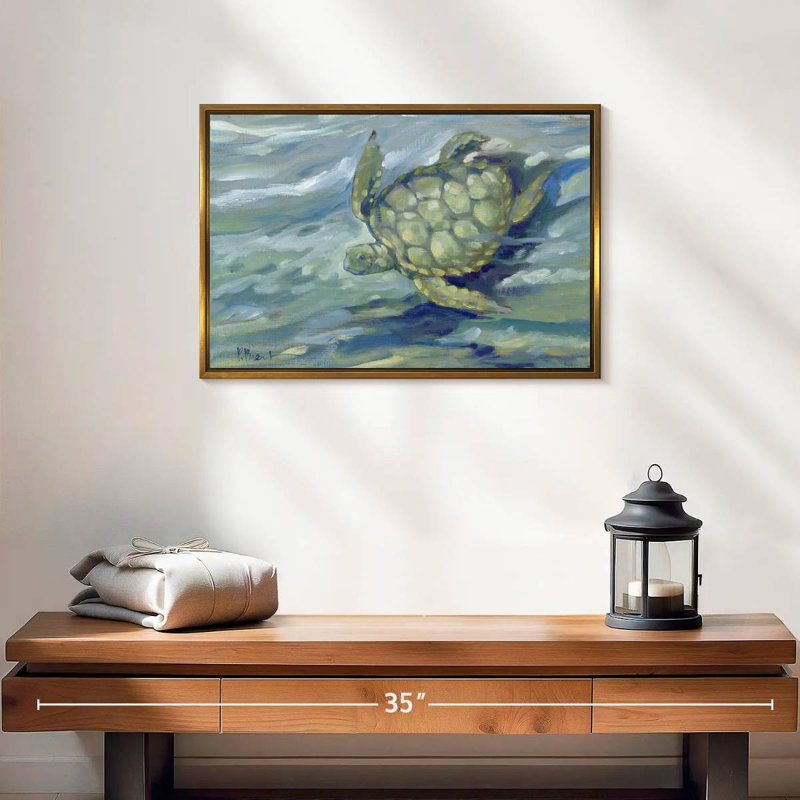 Tortue de mer East Point, 19 po x 13 po, Cadre flottant doré