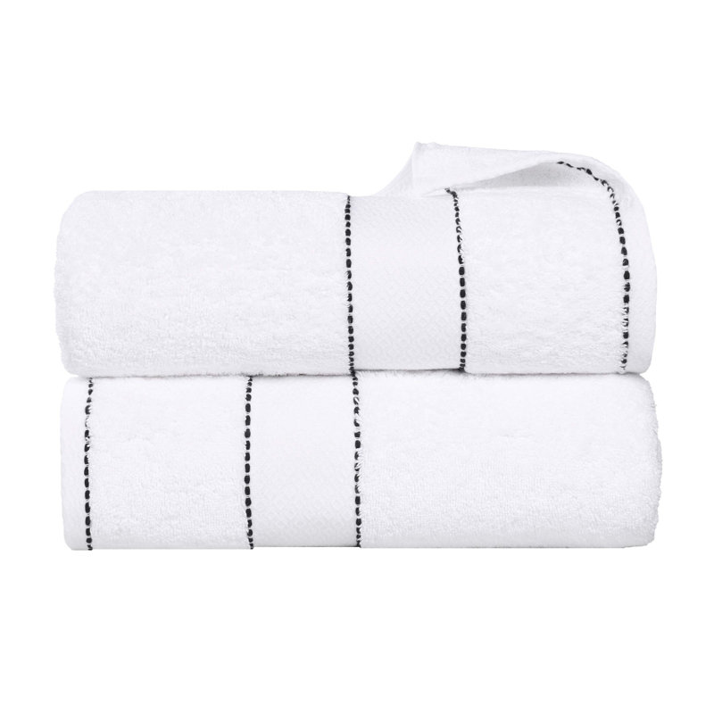 Abrianna Egyptian Giza Cotton Bath Sheet, White/Black