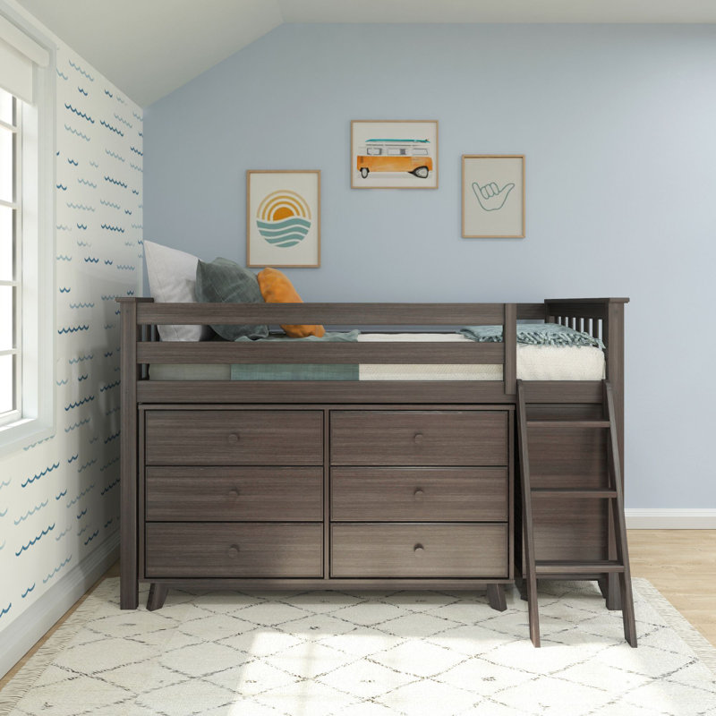  Twin Solid Wood Loft Bed by Max & Lily, Brown
