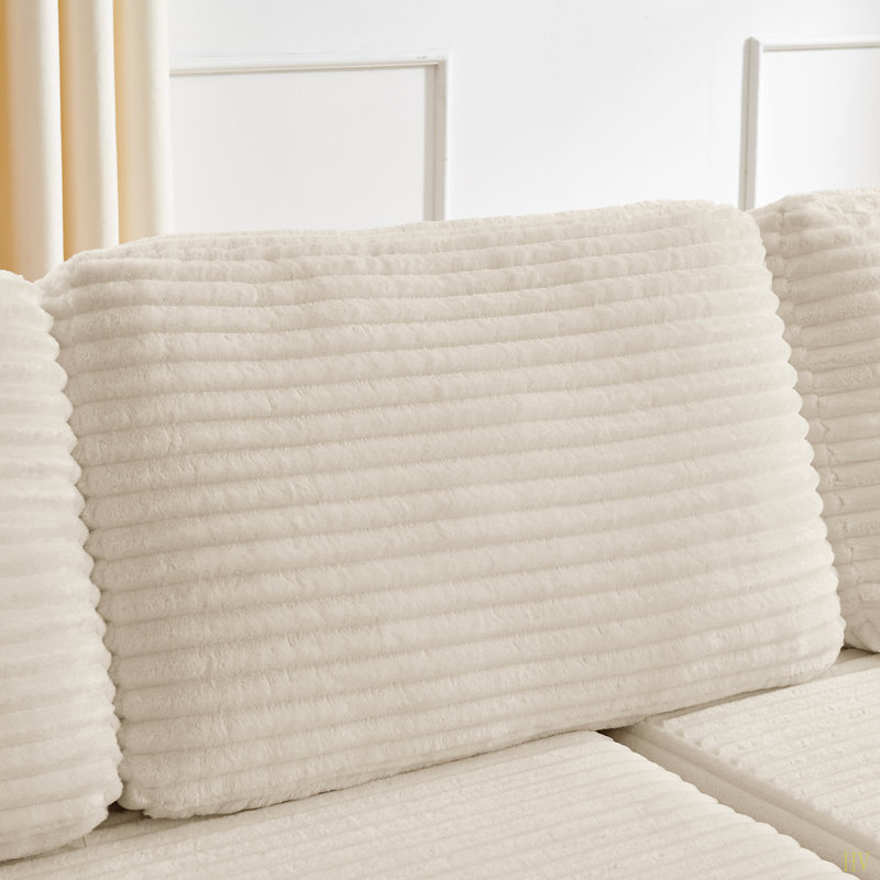 Siège gauche du canapé, canapé modulaire en forme de L, canapé modulaire compressé en velours côtelé de style minimaliste moderne, se déplie en lit, chambre à coucher, canapé confortable et compact