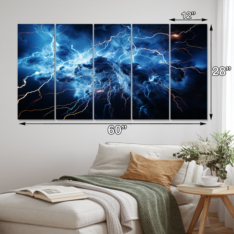 Lightning Electrifying Symphony - 5 Piece Wrapped Canvas Print