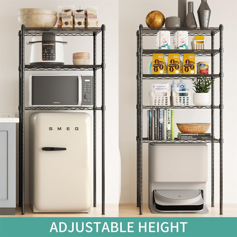 Adjustable Metal Storage Shelf - Sturdy Wire Rack Shelving For Office, Garage, Kitchen, Living Room, Bedroom