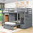 Full Over Twin Wood 5 Drawer Bunk Bed With Storage Staircase And Wardrobe-1945103711