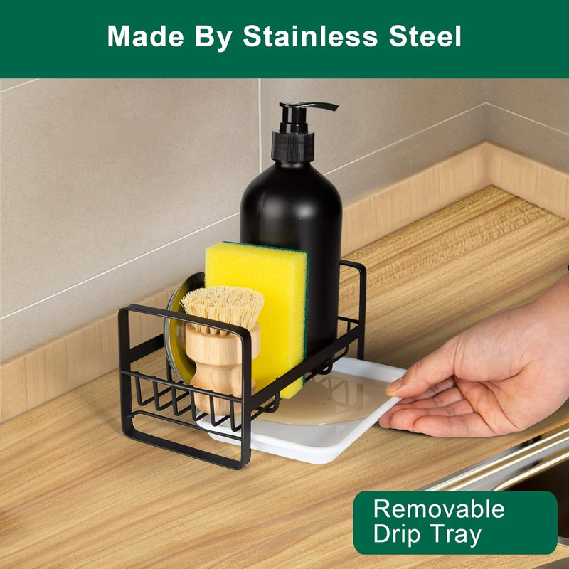Stainless Steel Kitchen Sink Organizer with Removable Tray
