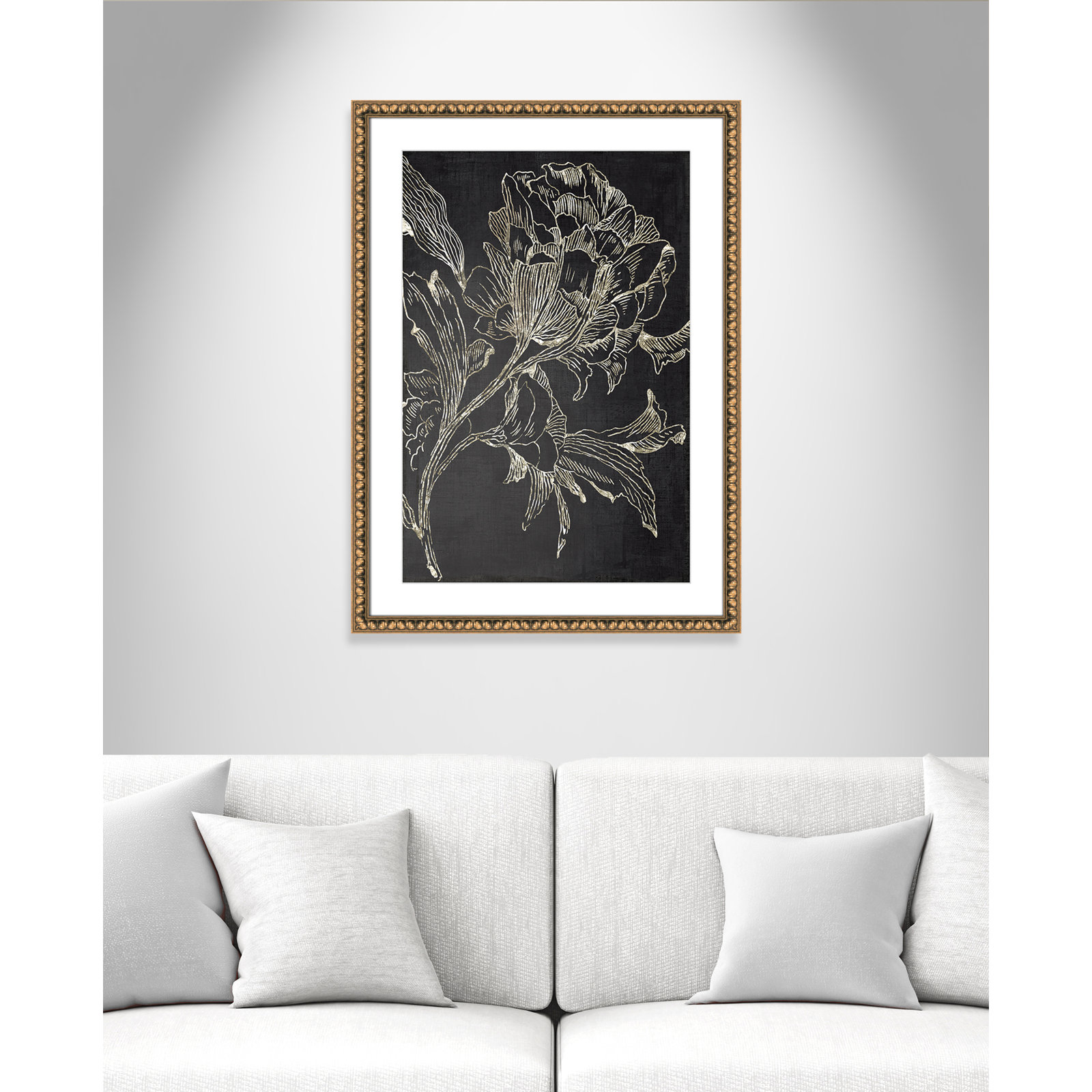 Golden Flower Folklore I by Asia Jensen - Picture Frame Graphic Art Print, Gold Bead Framed, 36.5" H x 26.5" W