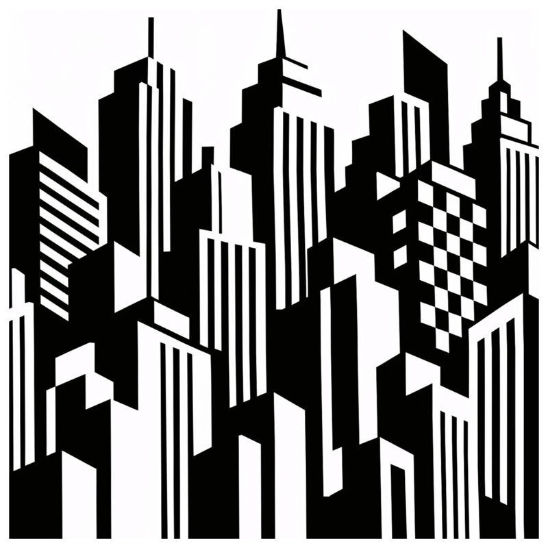 Coussins décoratifs noirs et blancs Cityscape, 14 x 14 inches