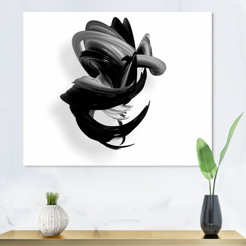 Noir et blanc torsadé, reproduction d'art sur toile, H 24 po x l 36 po x P 1 po, Toile tendue