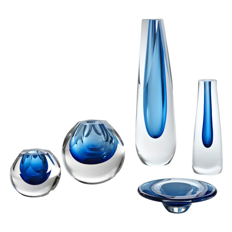 Vase en verre triangulaire - ambre, Cobalt