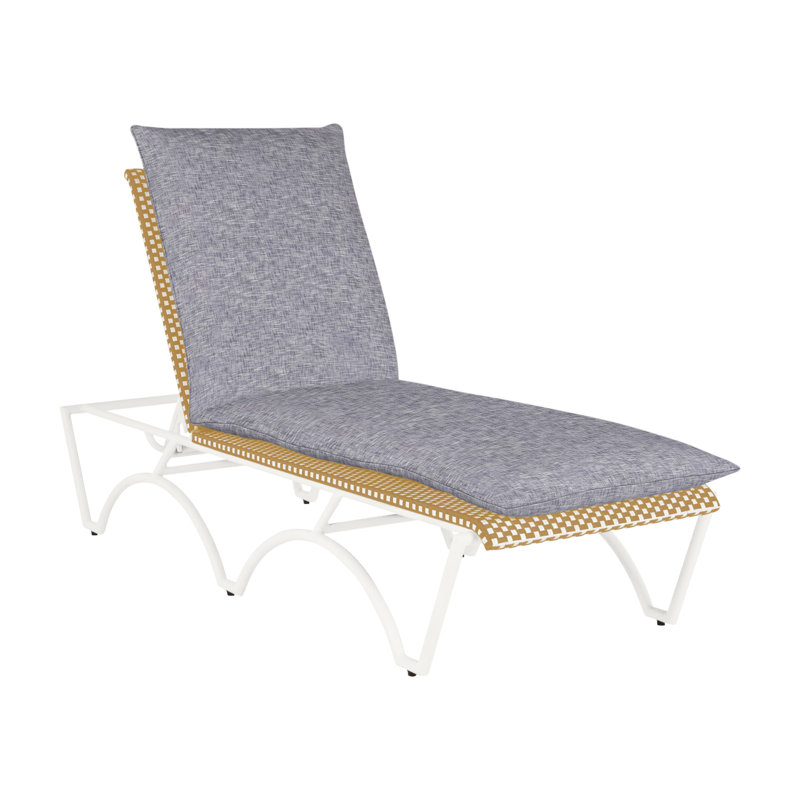 Savoy 81" Long Reclining Single Chaise with Cushions, Chalk/White/Natural, No Welt, Rollo Cream