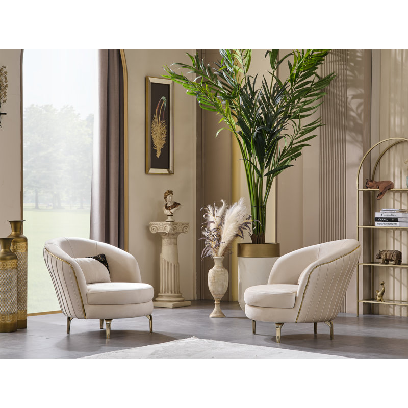 Canapé et fauteuil d'appoint Kka, beige, Beige