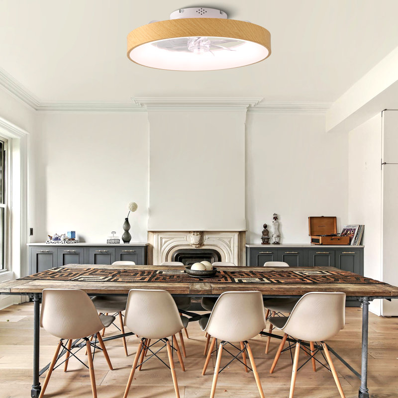 Ventilateur de plafond encastré moderne de 20 po avec éclairage à DEL à intensité variable RVB et moteur CC réversible à 6 vitesses pour la chambre à coucher