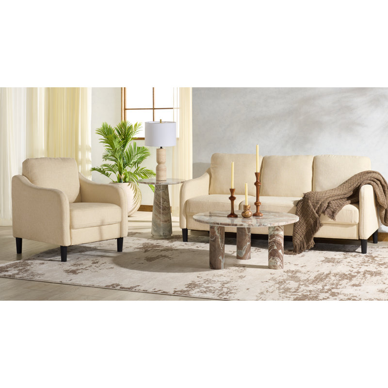 Ensemble de salon moderne 2 pièces Hasina, Crème