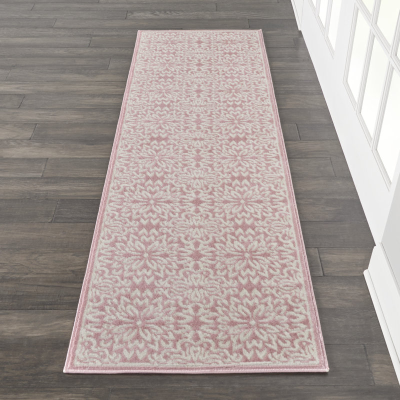 Tapis floral ivoire / rose Yurig, Tapis de couloir 2 pi x 6 pi