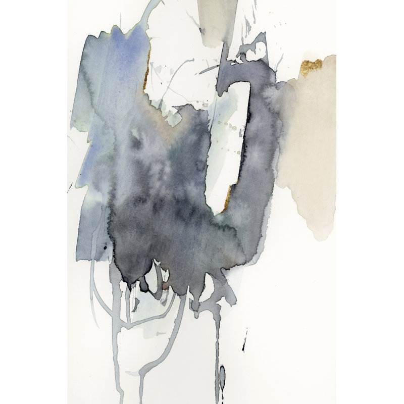 Indigo Splatter I by Victoria Barnes - Painting on Canvas, Wrapped Canvas, 46cm H x 30cm W